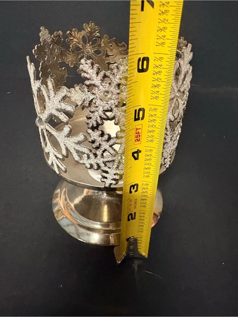 Bath & Body Works Silver Accent  Snowflake Pedestal Candle Holder